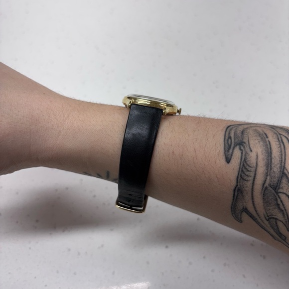 Vintage Lorus Disney Mickey Mouse Quartz Black Leather and Gold-Tone Watch